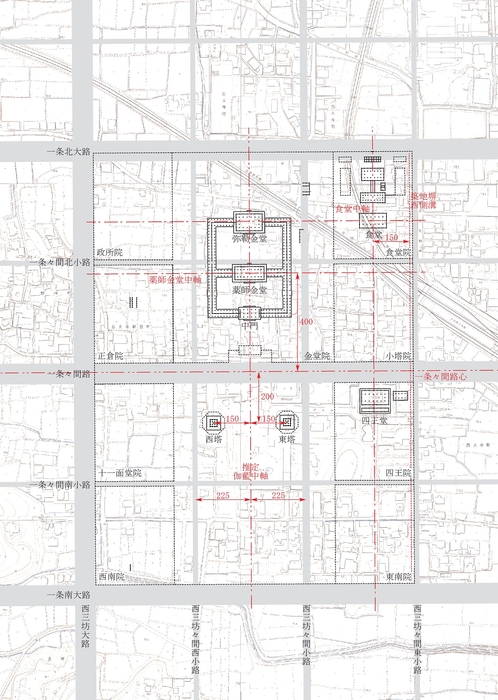 図1.発掘調査成果にもとづく西大寺伽藍復元図 奈良文化財研究所作成(同図は『紀要2014』に掲載)