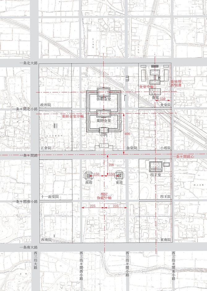 図1.発掘調査成果にもとづく西大寺伽藍復元図 奈良文化財研究所作成(同図は『紀要2014』に掲載)