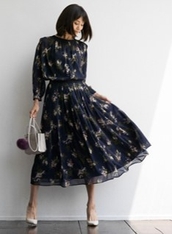 フラワープリントブラウス/フラワープリントフレアースカート