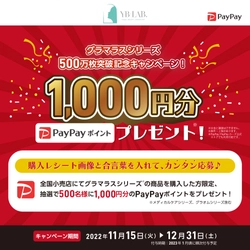 【祝・グラマラスシリーズ500万枚突破記念！】 全国の店頭で対象商品を購入すると抽選で500名様に PayPayポイント1,000円分プレゼント！