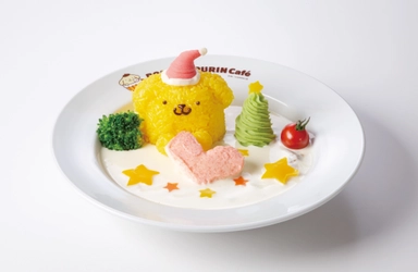 「ポムポムプリンカフェのほっこりX'mas」 “プリンのチーズキーマカレー”など2品が登場！ ＠12/1～12/25 原宿・横浜・梅田で限定販売