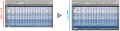 フルHD(左)とWUXGA(右)の比較イメージ