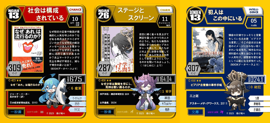 参加者に配布するトレーディングカード（一部）