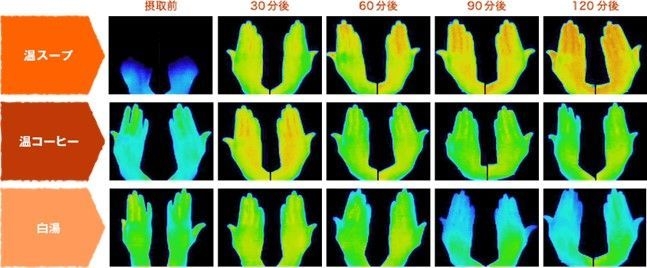 【サーモグラフィによる検証・手の甲】