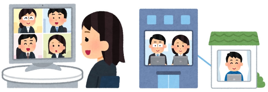 オンライン企業説明会のイメージ:学生がWEB上で企業の採用担当者と顔を合わせながら説明をうける
