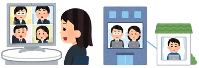 オンライン企業説明会のイメージ:学生がWEB上で企業の採用担当者と顔を合わせながら説明をうける