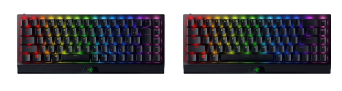 (左)BlackWidow V3 Mini HyperSpeed 日本語配列、(右)BlackWidow V3 Mini HyperSpeed英語配列
