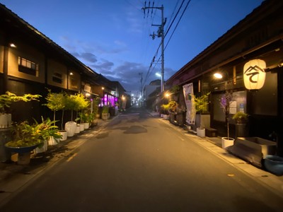 お惣菜処てつや(右側)を望む多度津町本通