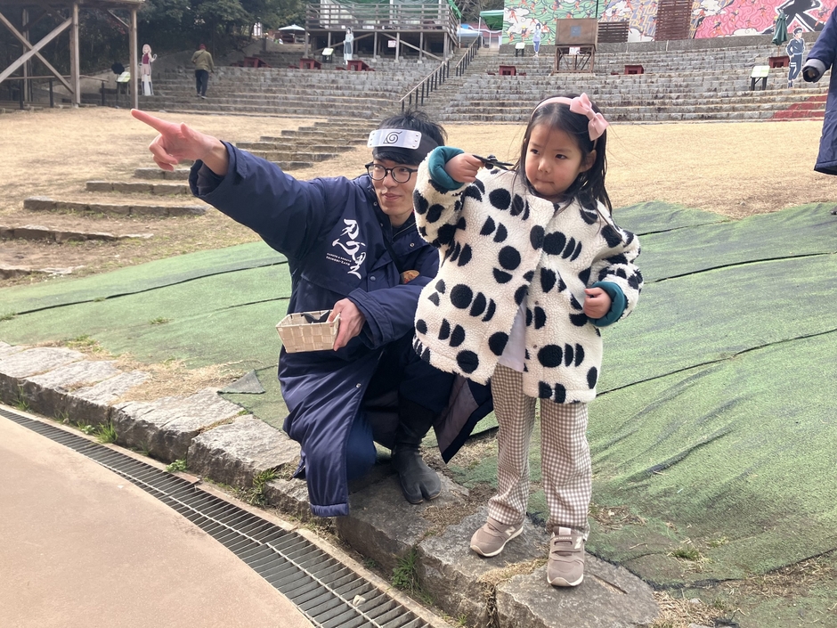 ▲ゴム製の手裏剣で安心安全に忍の技を磨こう!