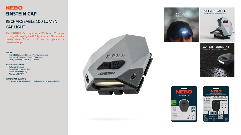 製品例(充電式キャップライト)