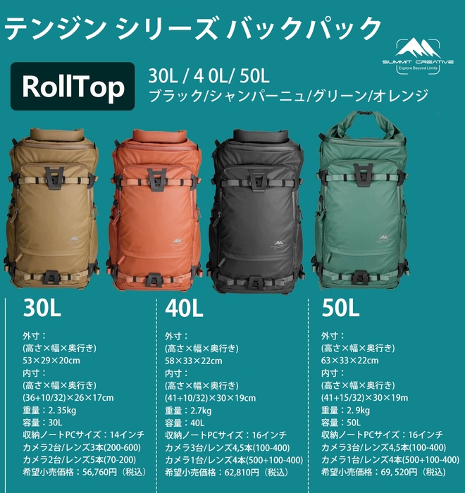 ロールトップバックパック画像