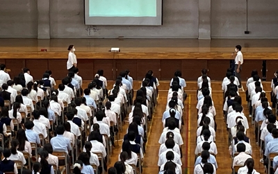 千葉県立松戸高等学校 自転車安全教室 講演の様子4