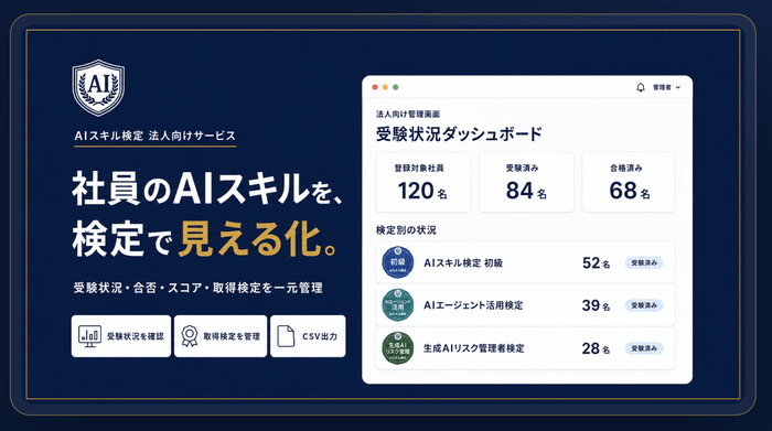 「法人向けAIスキル検定」ダッシュボード