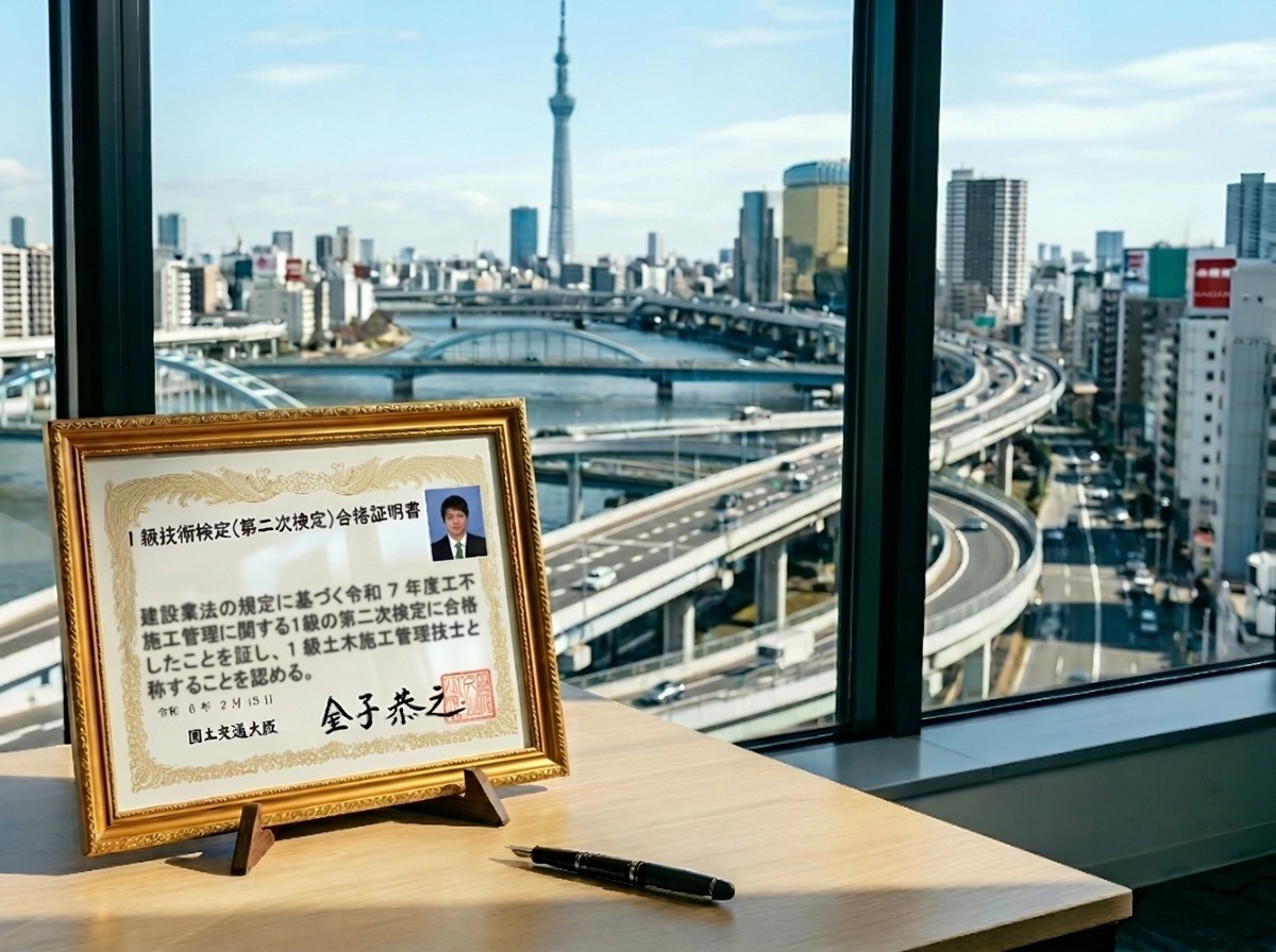 「1級土木施工管理技士」を社員2名が取得。技術力・品質管理体制をさらに強化