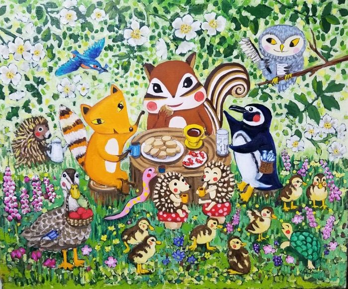 「春のお茶会」油彩12F　528,000円(税込)