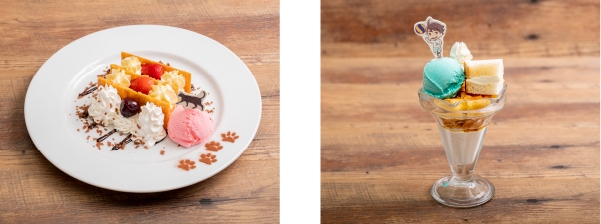 ▲音駒のナポレオンパイ~猫の散歩道仕立て~/▲及川の牛乳パン風パフェ