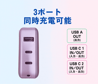3台同時充電可能