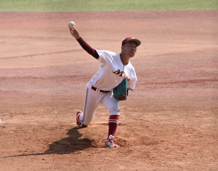 ２回戦で３イニングをピシャリと抑えた天野投手