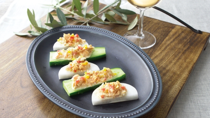 オリジナルレシピ めんツナお野菜カナッペ