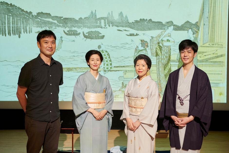 （左から）映像監督：渡邊いち、明暮れ小唄、噺家：柳家緑太