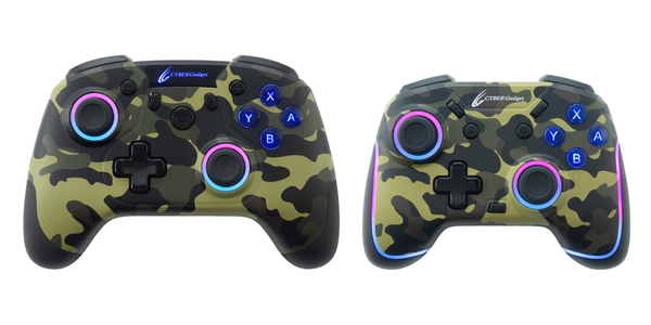 サイズ比較(左:CYBER・ゲーミングコントローラー HG 無線タイプ(SWITCH用)右:CYBER・ゲーミングコントローラー ミニ HG 無線タイプ(SWITCH用))