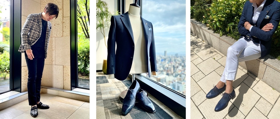 『ジャケットとシューズリンクコーデ仕立て』(1)