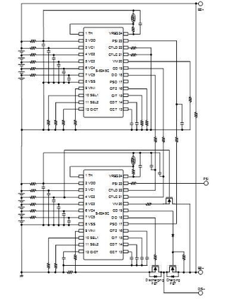 S-8245Cシリーズを用いた10セル保護回路例