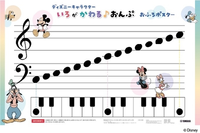 ディズニーキャラクター みて・あそんで・記憶にのこる 色がかわる♪おんぷ お風呂ポスター