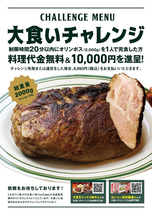 成功すると10,000円。失敗した場合はお食事代6,990円を支払う。