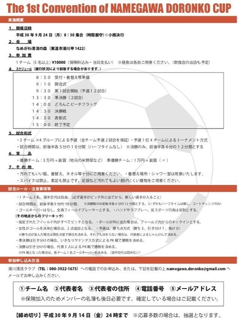 どろんこサッカー大会チラシ(裏)