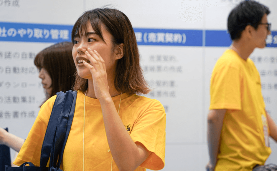 ▲恒例の黄色いTシャツでお出迎え