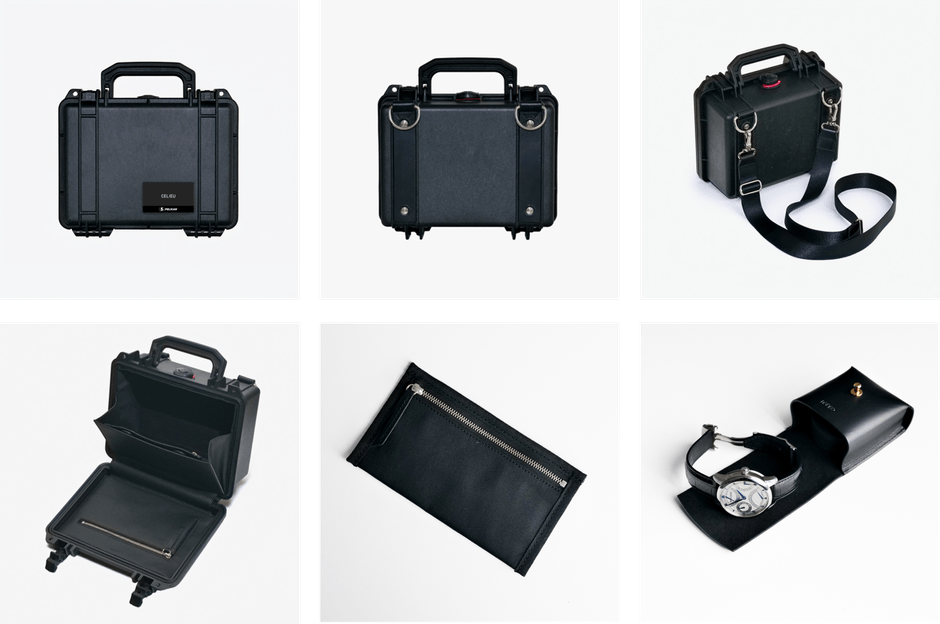 *ジップポーチは標準装着。別途オプションで仏のジャン・ルソーとのコラボモデルのデザインにもなったウォッチポーチ“Le Carre One（ル・カレワン）（*ベルトループ付き）”が取り付けられます。