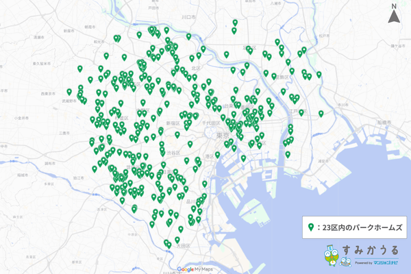 図1：23区内のパークホームズ所在地（2026年1月 マンションナビ調べ）