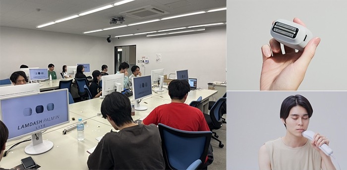 イベントで使用する製品説明を受ける田口ゼミの様子(左)、イベントで体験できる製品イメージ(右)