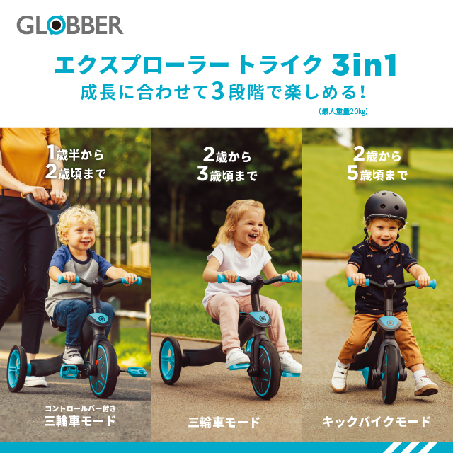 【色: ライムグリーン】GLOBBER 三輪車 キックバイク エクスプローラー