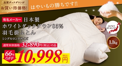 数量限定 66％OFF！ダックダウンの羽毛布団