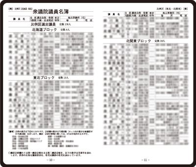 衆議院参議院の各議員名簿