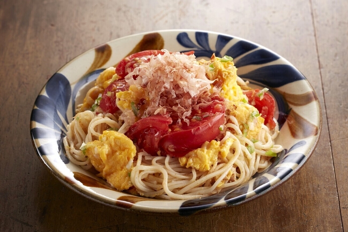 ツナとトマトのそうめんチャンプルー