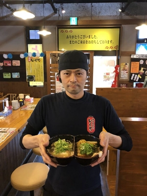 1杯なのに2度美味しいを実現！見た目にもインパクト大 　ハーフ＆ハーフ ラーメンが神戸市西区に初登場　 4種のスープから選べる組み合わせは6パターン