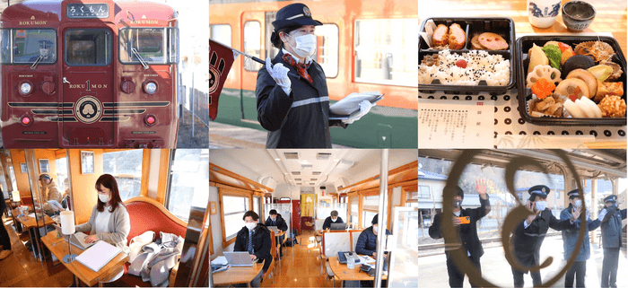 観光列車ろくもん車内でのワーケーション風景