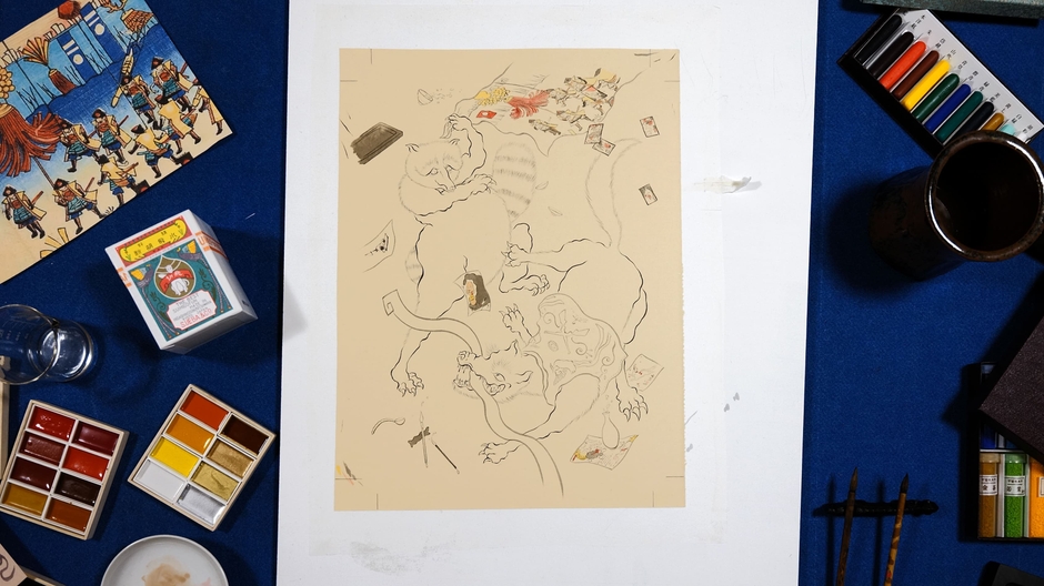 丹羽優太が描く下絵