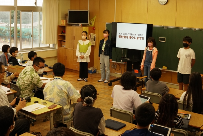 ▲東海岸小学校6年4組のFNPへの取り組み（授業中の様子）