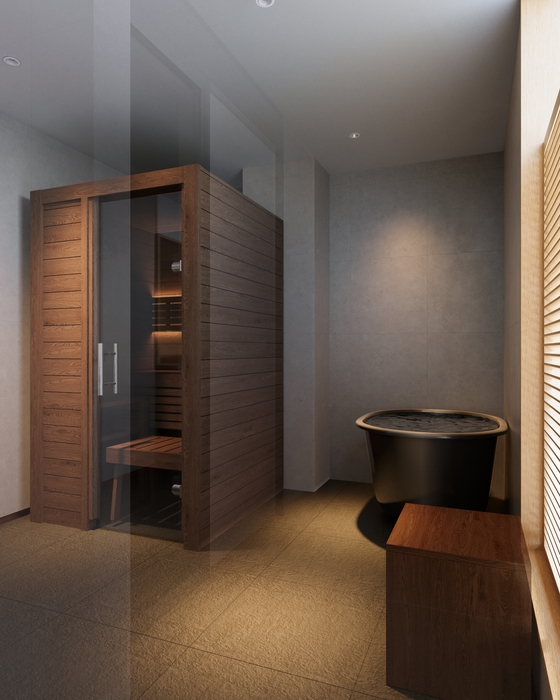 専用サウナ・水風呂付きのユニバーサル対応客室（完成イメージ）