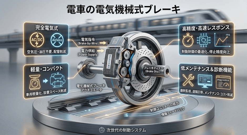 図. 電車の電気機械式ブレーキの製品画像