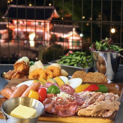 ・6,000円プラン(2):【牛タンBBQ】牛タンの北海バター焼きしゃぶに4種お肉がついたリッチプラン