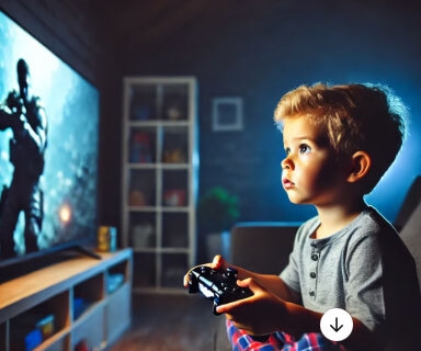 目を酷使：テレビゲーム イメージ