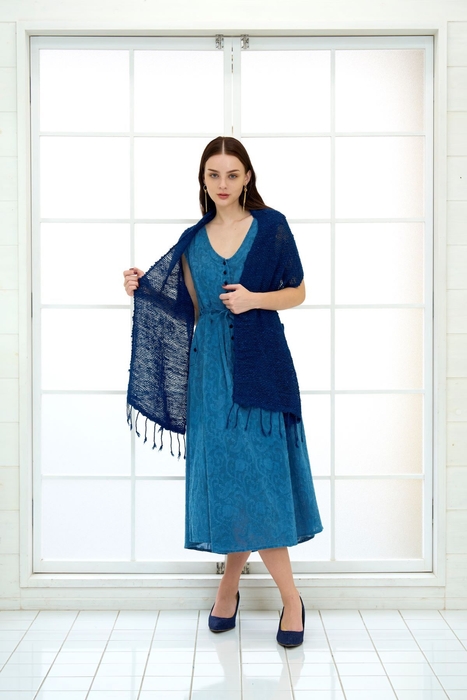 藍染めノースリーブワンピース