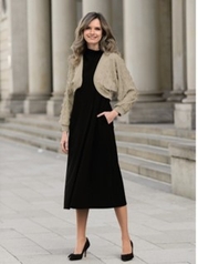 ラメ糸使いニットボレロ/ノースリーブジャージーワンピース