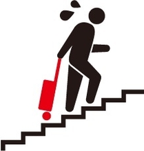 階段とスーツケース