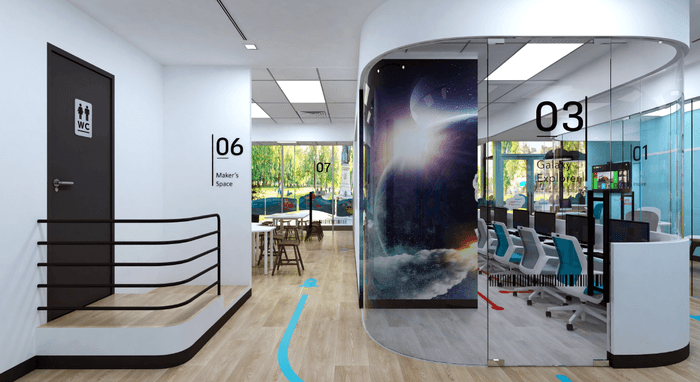 スタジオ奥からエントランス